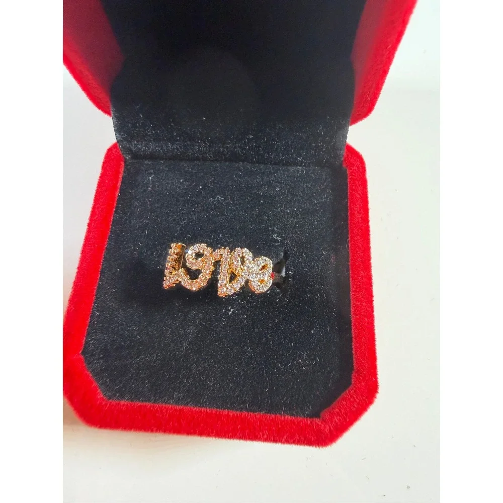 Gold 1998 Birth Year Ring Rhinestone Sparkle Statement Jewelry Birthstone Size 7
